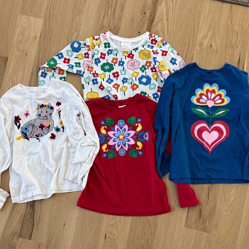 Hanna Andersson Kids Long Sleeve Tops - Floral and Heart Designs